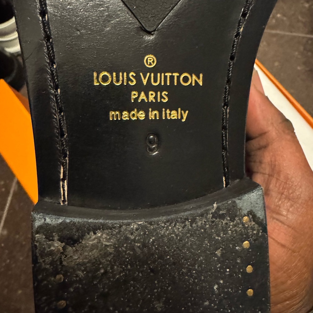 Louis Vuitton Men's Black and Brown Monogram Loafers - Picture 2 of 5